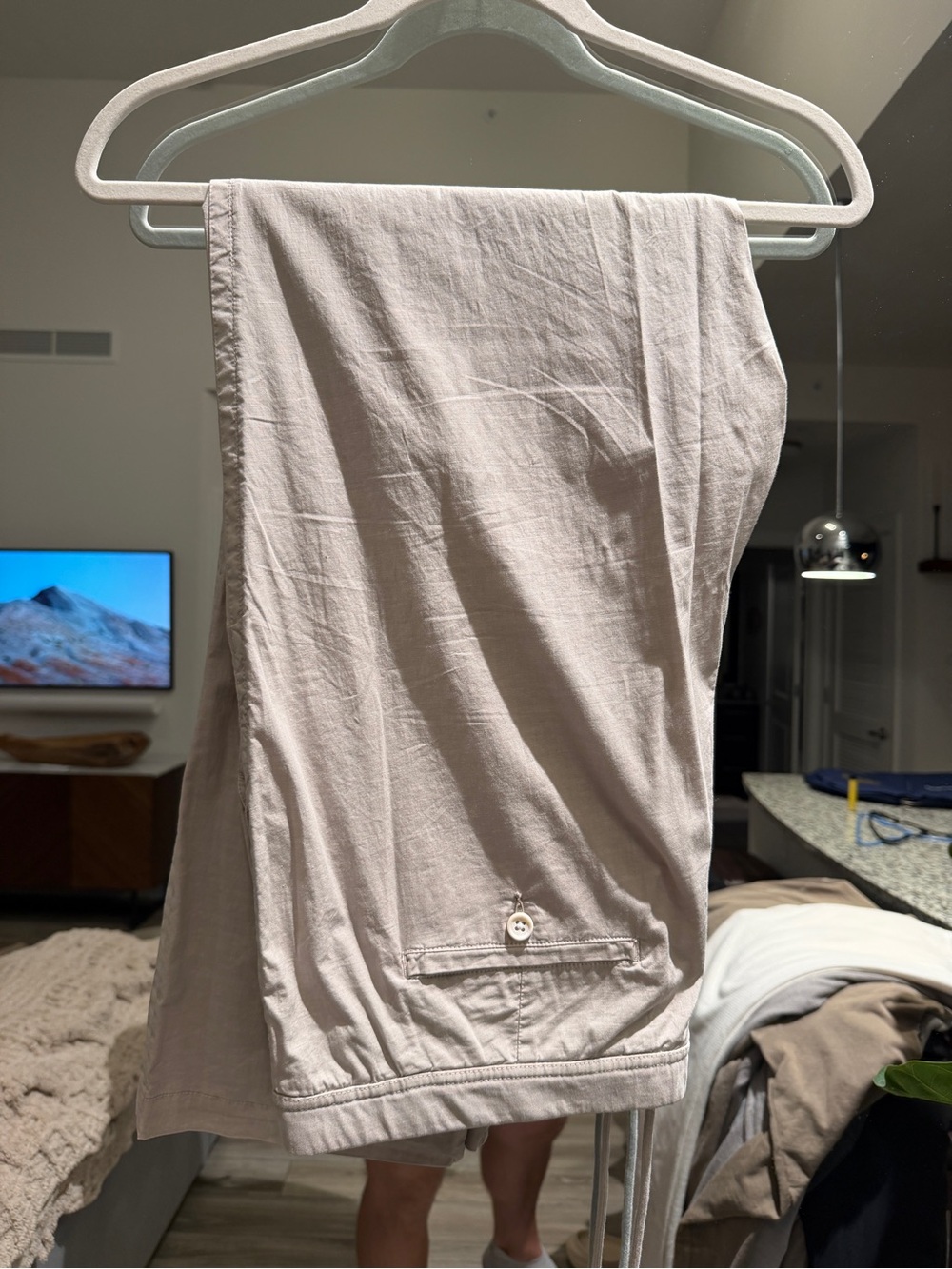 James Perse Cotton Linen Poplin Pant - Salt Pigment Size 4